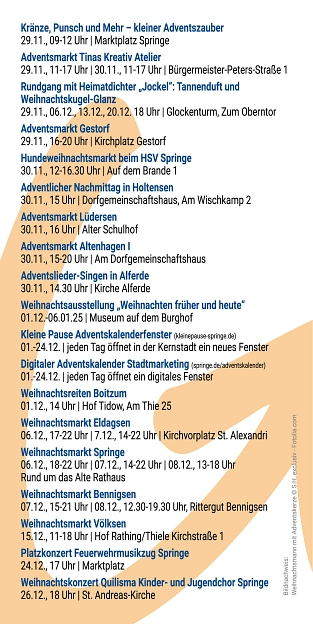 Flyer Weihnachtsmärkte 2024 Rückseite © Stadt Springe