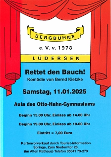 Plakat Bergbühne Lüdersen - Rettet den Bauch